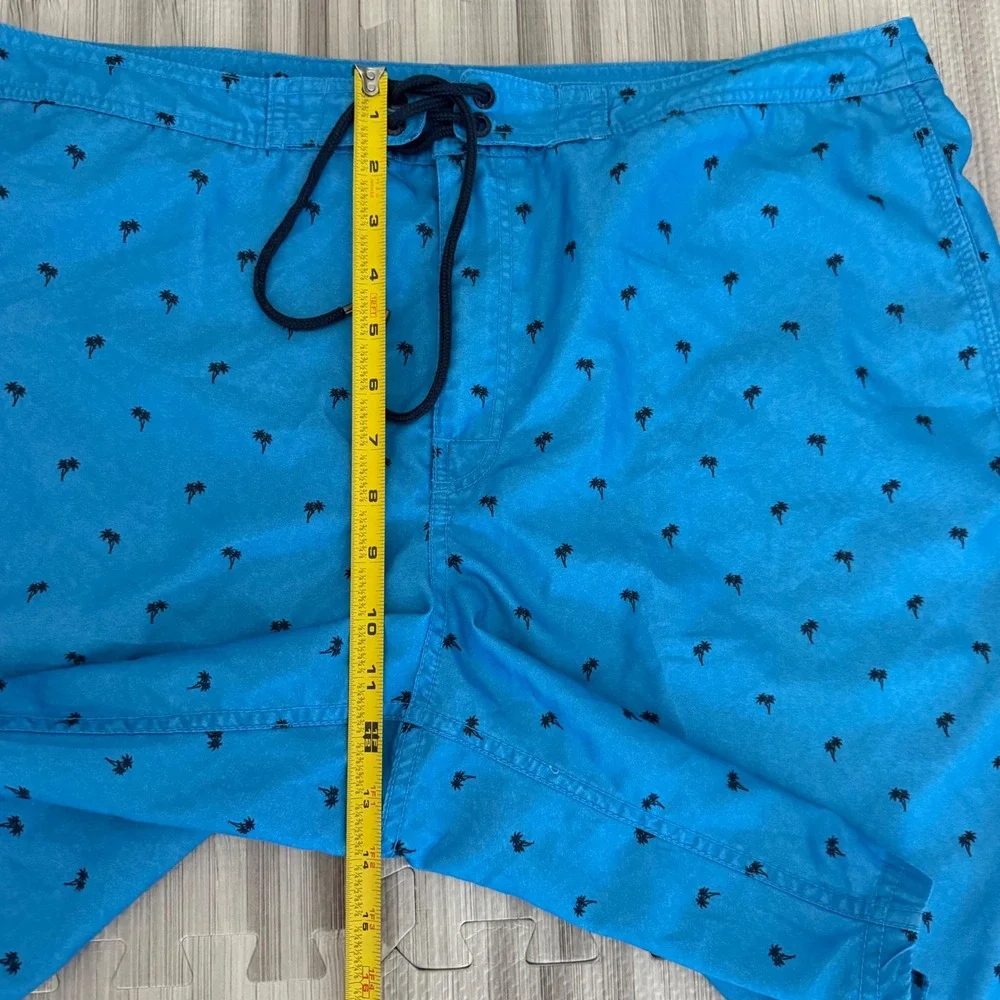 Banana Republic Board Shorts Mens 38 Blue Palm Tree Print Swim Trunks